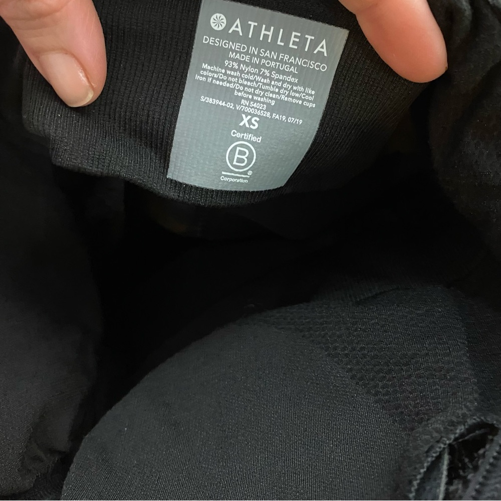 Athleta black racerback t back shelf bra tank top womens size extra small - Picture 9 of 10